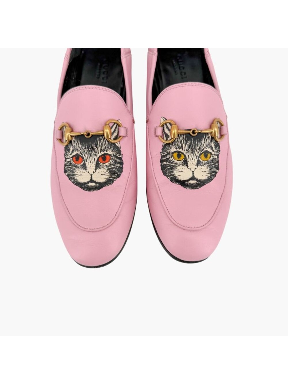 Gucci Mystic Cat Brixton Horsebit Loafers Pink Leather Size 37.5 US 7.5 Women's - Picture 3 of 15